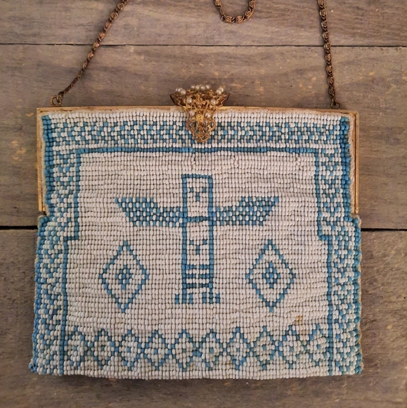 Stunning Native American Handmade Beaded Purse - Art Deco Style - Picture 2 of 9